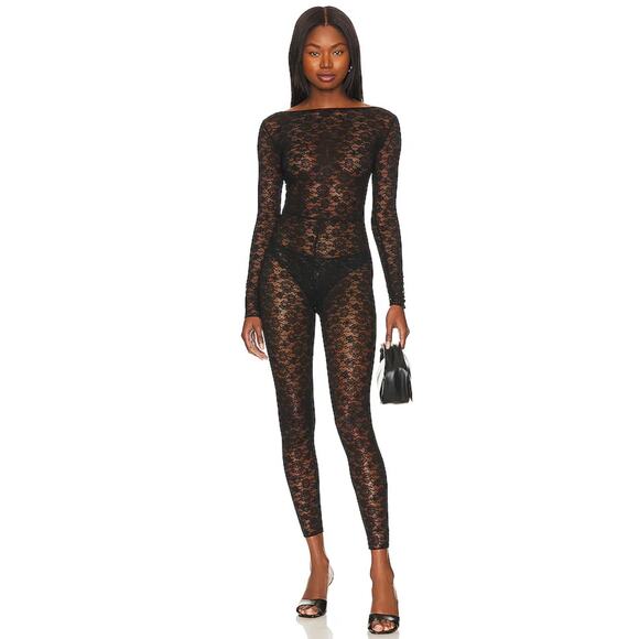 Tropic of C Lace Feline Jumpsuit in Black Size S Sheer Fabric Vintage Inspired - Picture 1 of 7